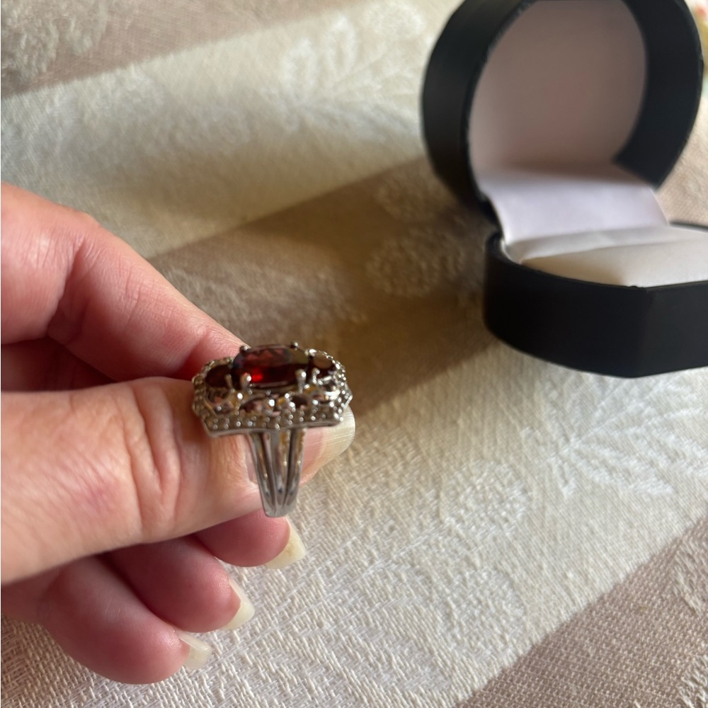 Vintage Garnet Ring set 925 - Picture 3 of 10